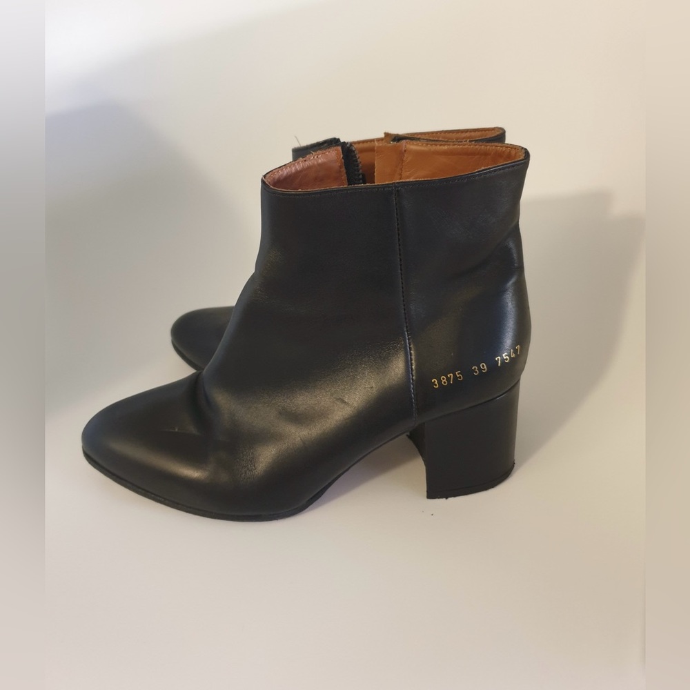 Woman by Common Projects Black Leather Ankle Boots